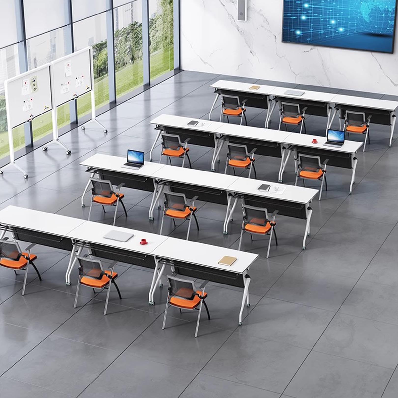 Tavolo da conferenza compatto pieghevole con ruote bloccabili, postazione di lavoro mobile salvaspazio per allenamento in ufficio e officine, perfetto per piccoli spazi