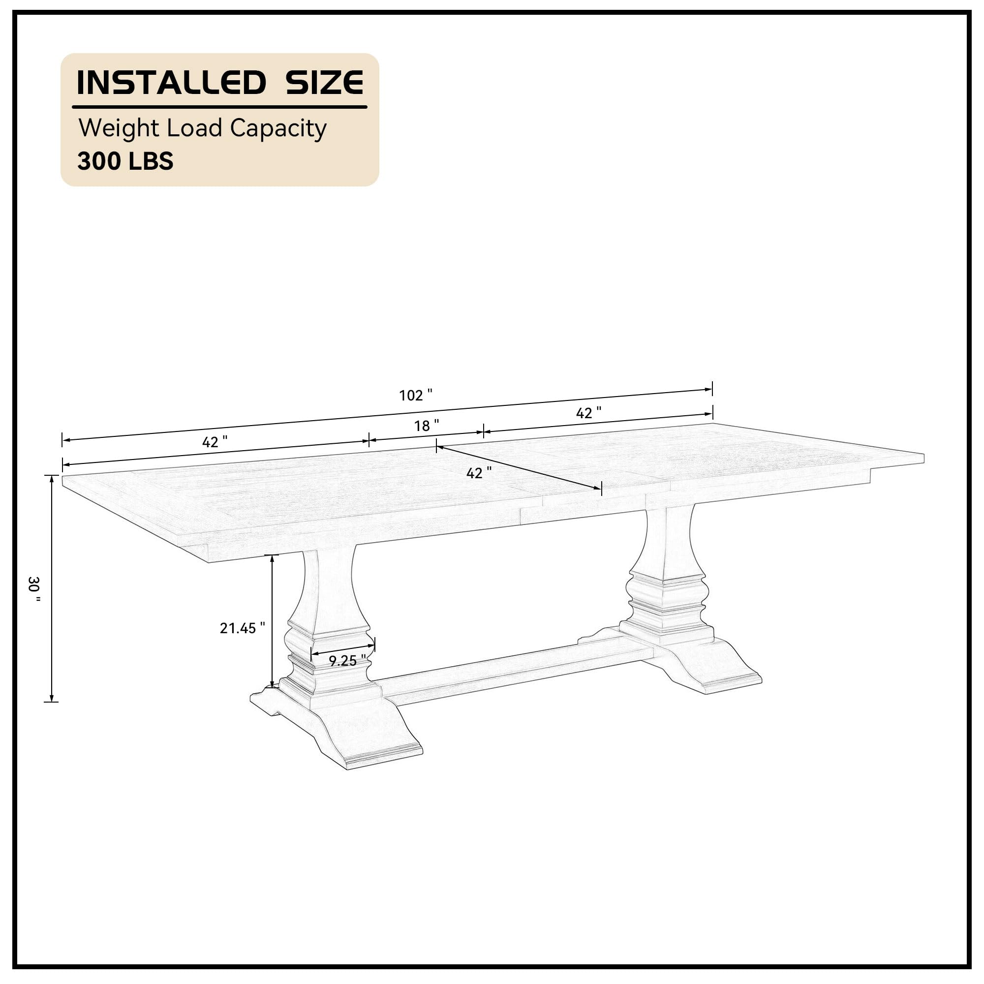 Amazon.com - 102'' Extendable Dining Table Kitchen Table for 6-10
