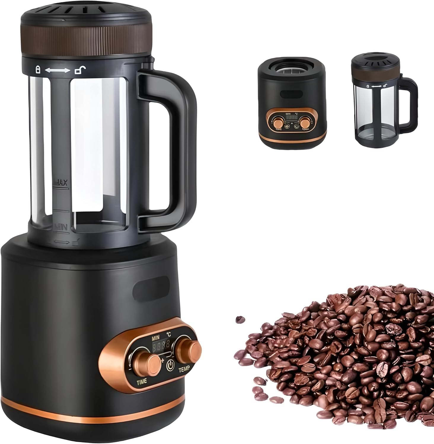 Rorseur à café électrique, avec réglage de la température (0-240 ℃) et minuterie, machine à rôtissage de café à air automatique 300g Capacité maximale, pour le restaurant de restauration du café Home