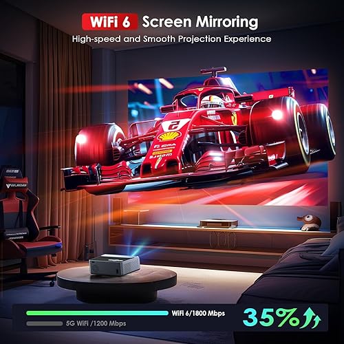 Miniatura 3 de Enfoque eléctrico Proyector con Wifi y Bluetooth, proyector Keystone automático de 22000L para exteriores compatible con 4K, proyector de película