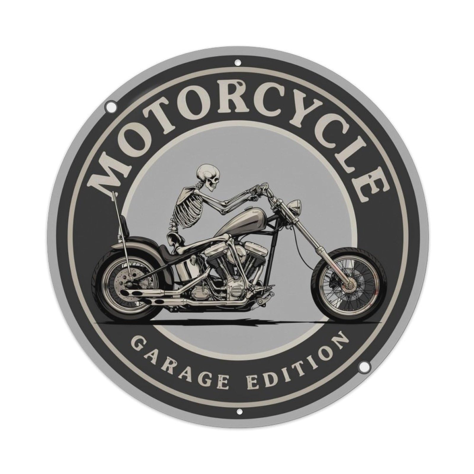 Skeleton-Biker-Tin Metal Tin Sign Plaque
