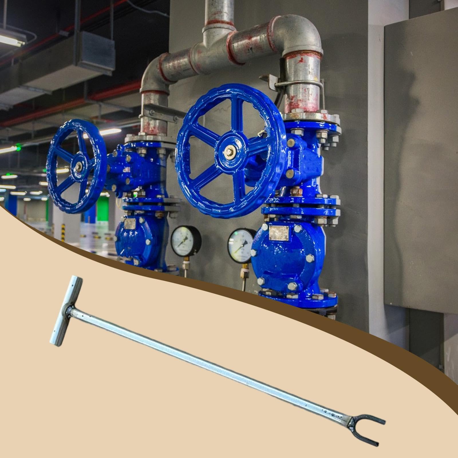 Llave de Reparación de Grifos de Contadores de Agua, Herramienta Manual Ergonómica Y Multifuncional para Abrir Grifos de Puertas Y, 67 Centímetros, Apertura de 5 Cm