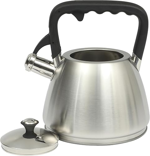 Miniatura 4 de Mr. Coffee Armidale - Hervidor de té silbante de 2.5 cuartos de galón, hervidor grande de acero inoxidable cepillado para estufa, tetera duradera de