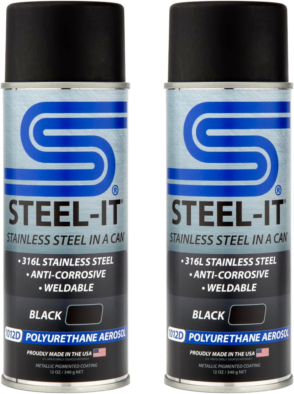 Steel-It 1012D Polyurethane, Industrial Paint Coatings, Weldable, Easy to Apply - Black (2 Pack)