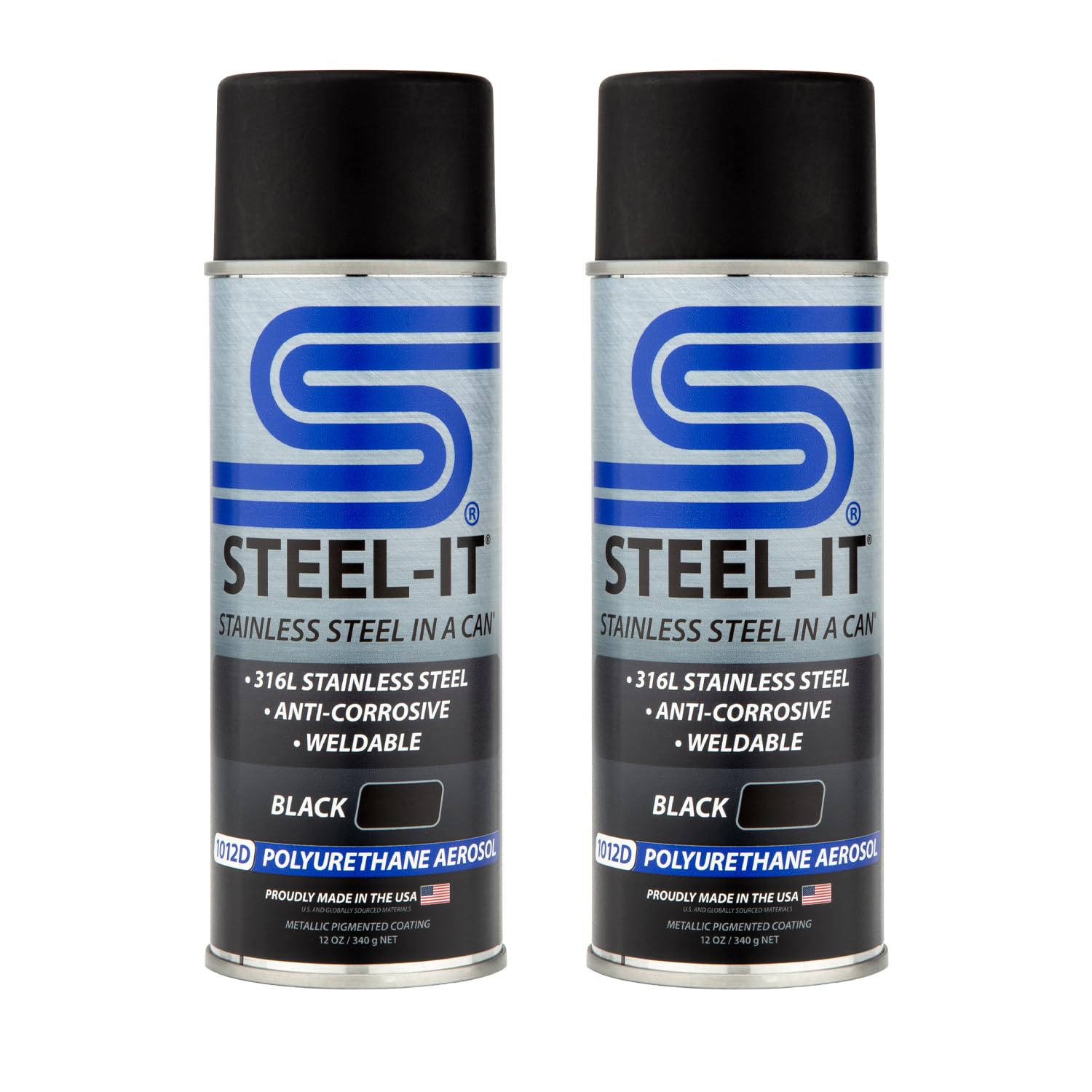 Steel-It 1012D Polyurethane, Industrial Paint Coatings, Weldable, Easy to Apply - Black (2 Pack)