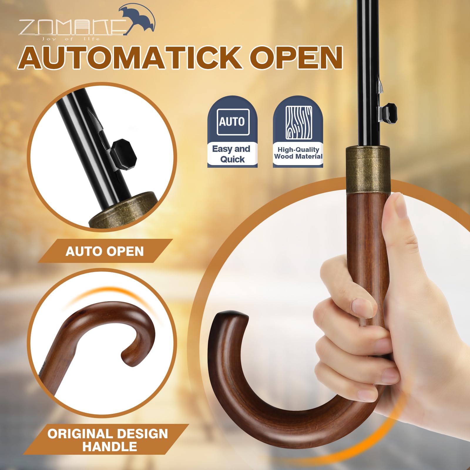 ZOMAKE Großer Regenschirm 55 inch,12 Rippen / 16 Rippen Golfschirm Groß Stabil,Travel Schirm XXL Groß mit Auf-Zu-Automatik für Herren Damen