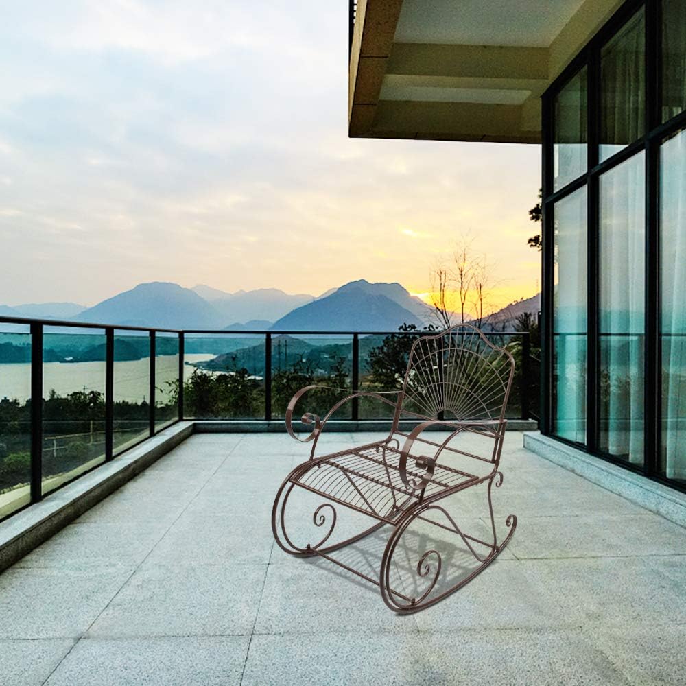 Wrought Iron Rocking Chairs，Patio Wrought Iron Rocking Chair，Suitable for patios, Gardens