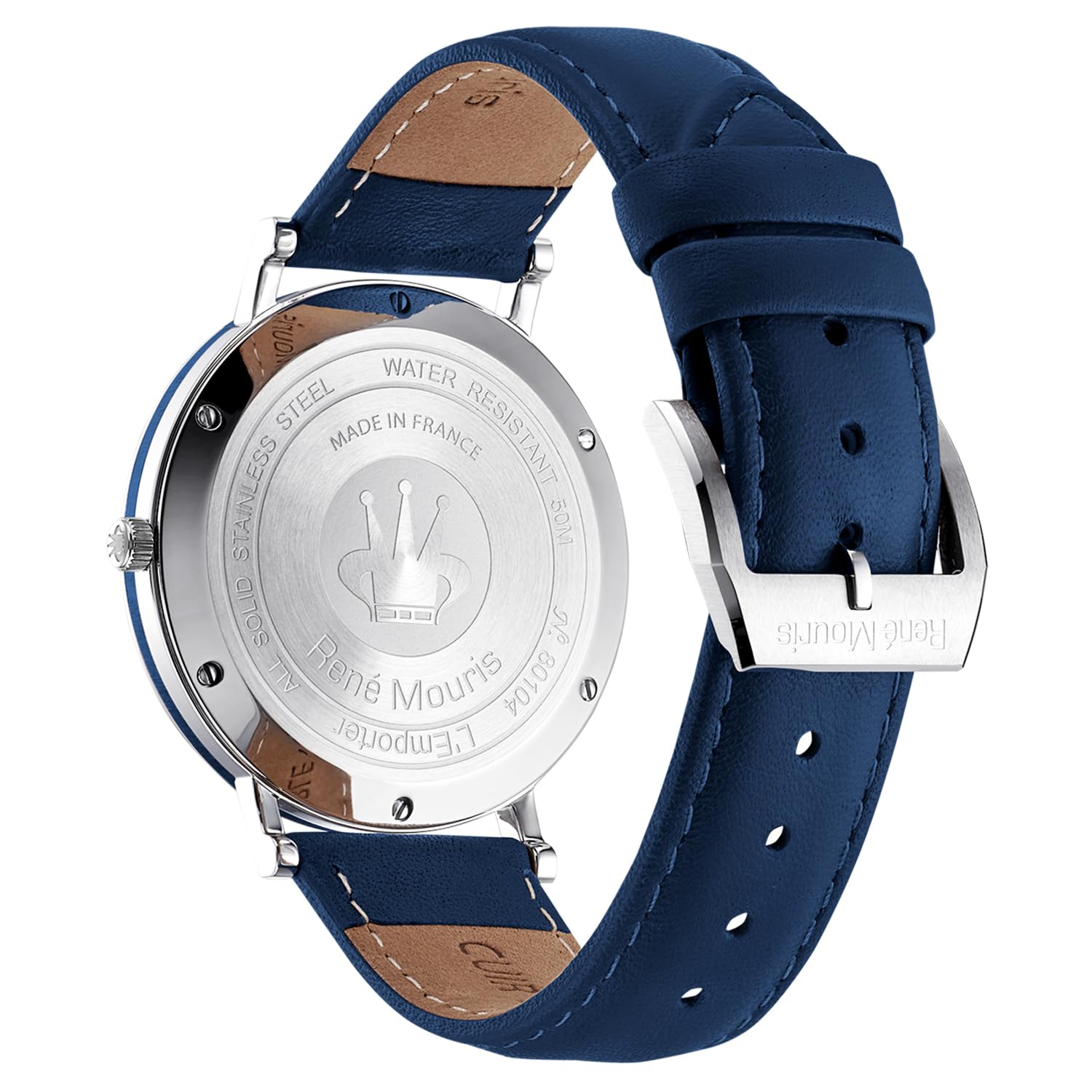 René Mouris L'Emporter Quarzuhren Für Herren – 41MM Klassische Uhr Aus 316L Edelstahl – Mineralglas Mit Saphirbeschichtung – 50M wasserdichte Armbanduhr Mit Italienischem Lederarmband.
