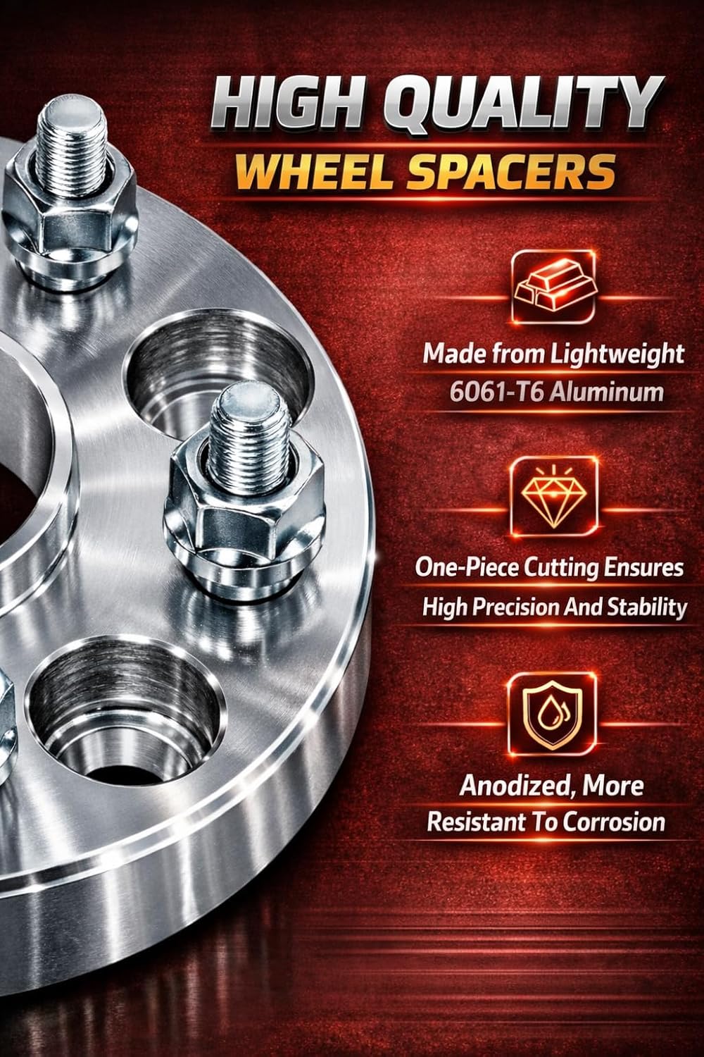 5x4.5 Hubcentric Wheel Spacer Kit 0.75", 12x1.25 Studs, 64.1mm Hub Bore, Forged Aluminum Wheel Spacers