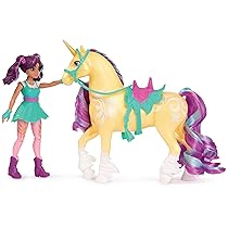 Set Unicorn Academy, Ava & Leaf, con 2 Accessori Per l’Equitazione e Strumento per lo Styling dei Capelli, Bambole e Unicorni Giocattolo per Bambine, 4+ Anni