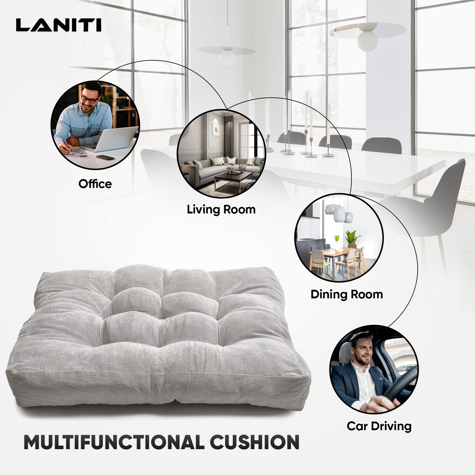 Tufted Extra Large Floor Pillows seating for adults, Soft 24" x 24 ...