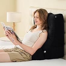 Sasttie Wedge Pillow Set, 2PCS Reading Pillow for Sitting, Bed Wedge Pillow Headborad for Sleeping, After Surgery, Acid Reflux, Leg and Back Support, with Neck Cushion, 23"x11.5"x23", Black