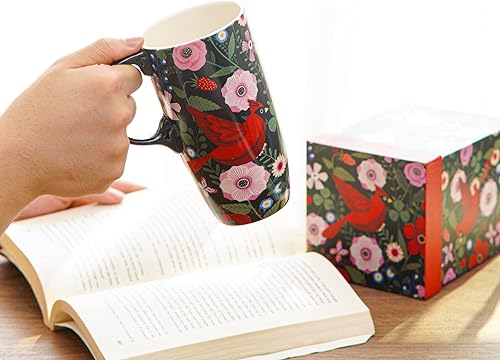 Miniatura 5 de DUSVALLY Taza de café alta de cerámica, juego de tazas de café para amigos, taza de viaje con tapa para oficina y hogar, regalos únicos para mujeres