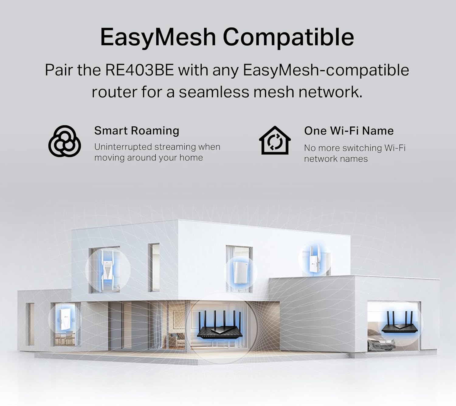 Diagram showing WPS button setup for TP-Link RE403BE