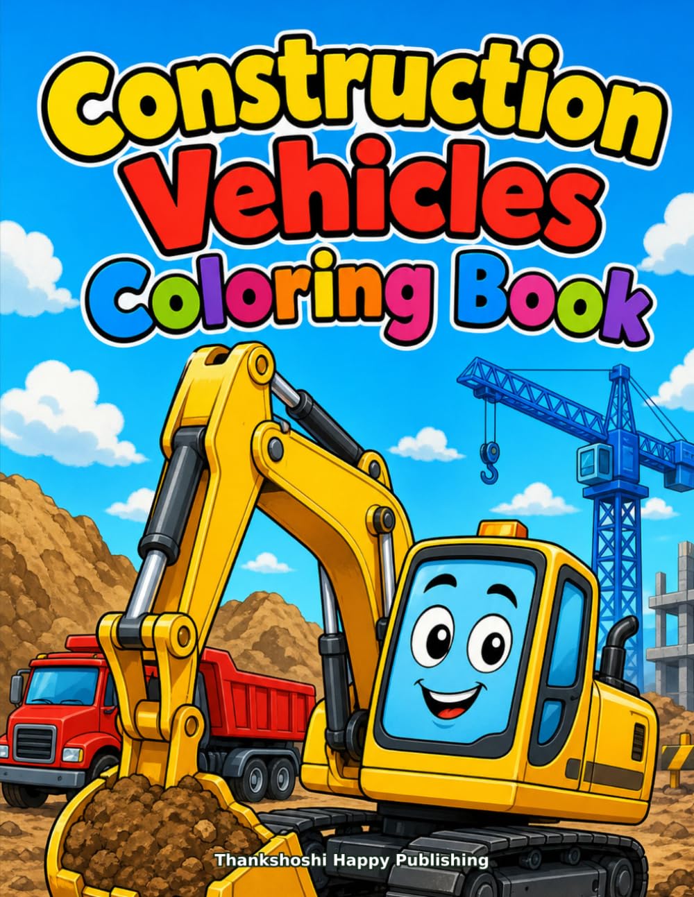 Construction Vehicles Coloring Book: construction vehicles coloring book for kids ages 3-7 - 30 big, easy pages of trucks and diggers for little builders