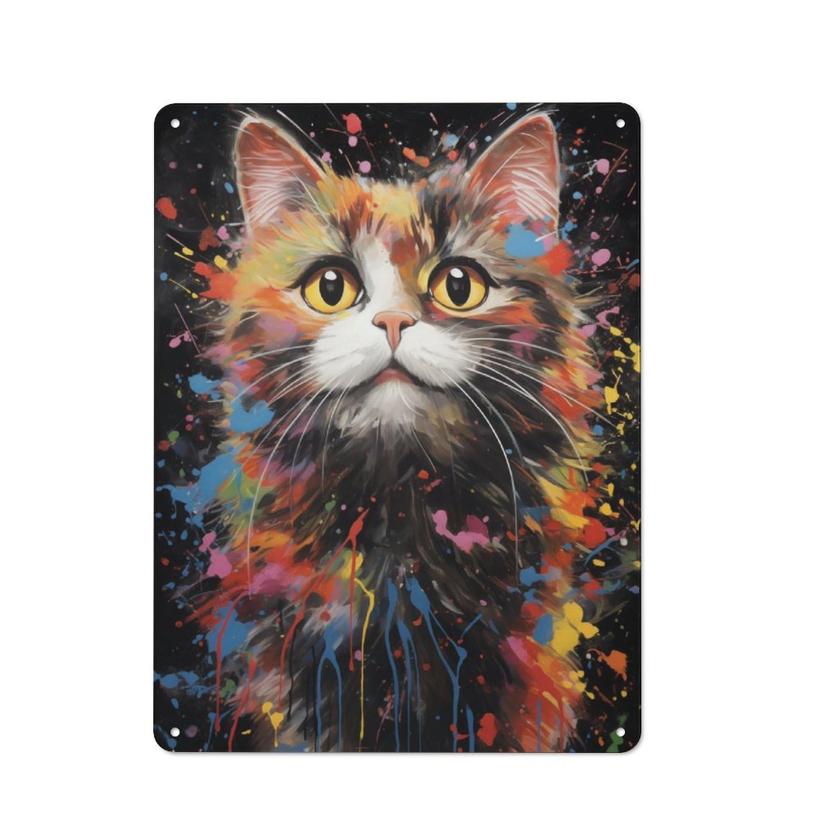 Junmoney Kitty No 8 Metal Plaque 40X30cm With For Hallway Wall, Rustic Decor, For Garage, Workshop And Man Cave Decoration