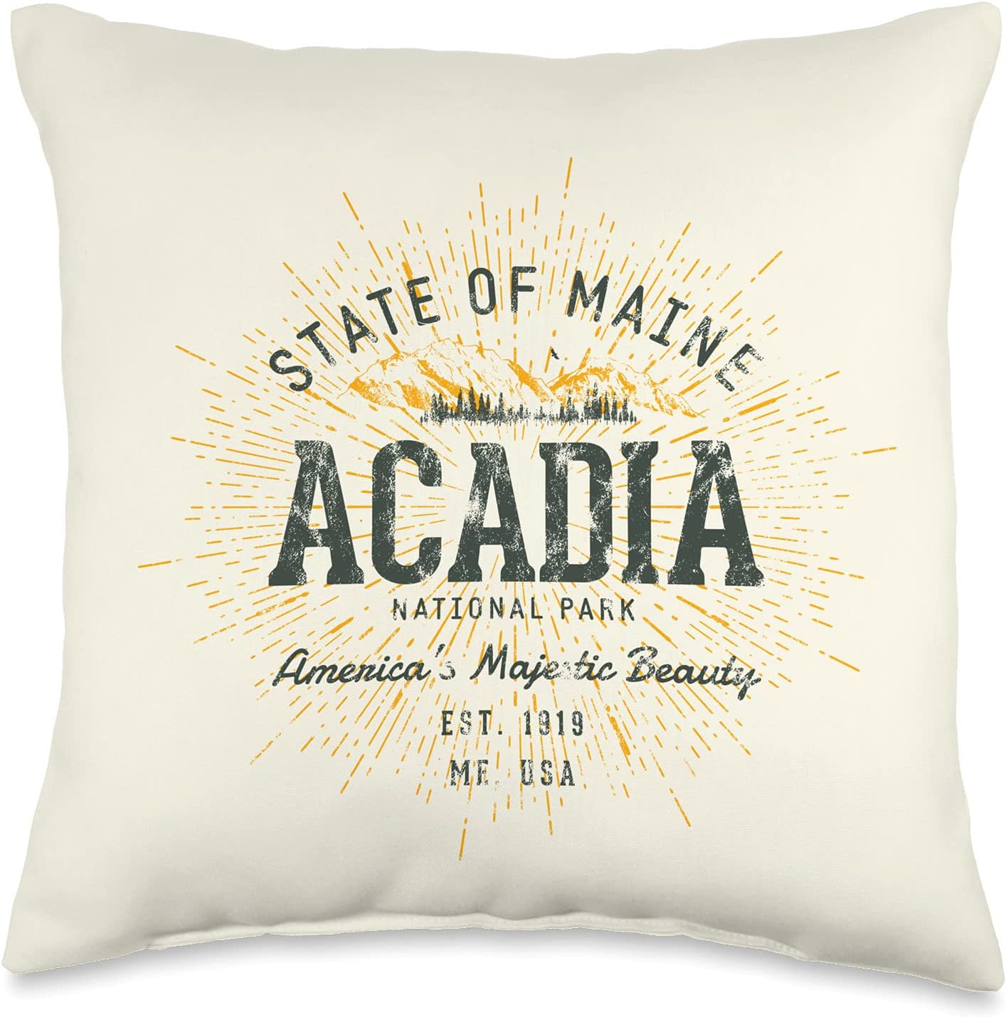 Acadia Maine Vintage Acadia National Park Throw Pillow
