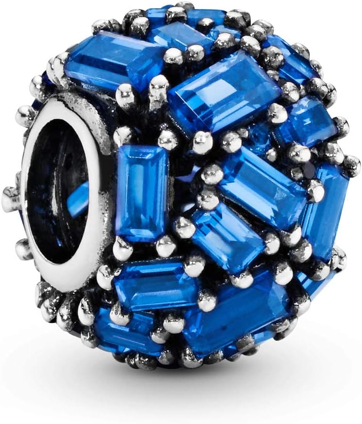Jewelry Blue Ice Cube Crystal Charm in Sterling Silver