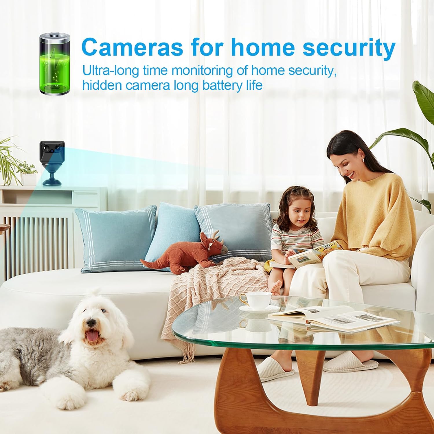 Home 2K Ultra HD Hidden Camera Wireless WiFi Camera, 150 Days Standby, Night Vision, Motion Detection, Cloud Storage for Baby Office Pet Indoor Security Camera