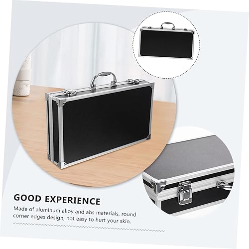 Miniatura 7 de Hemoton Maletines Caja de herramientas de aluminio Maletín de aluminio negro con cerradura Estuche cosmético Maletín de aluminio para hombres