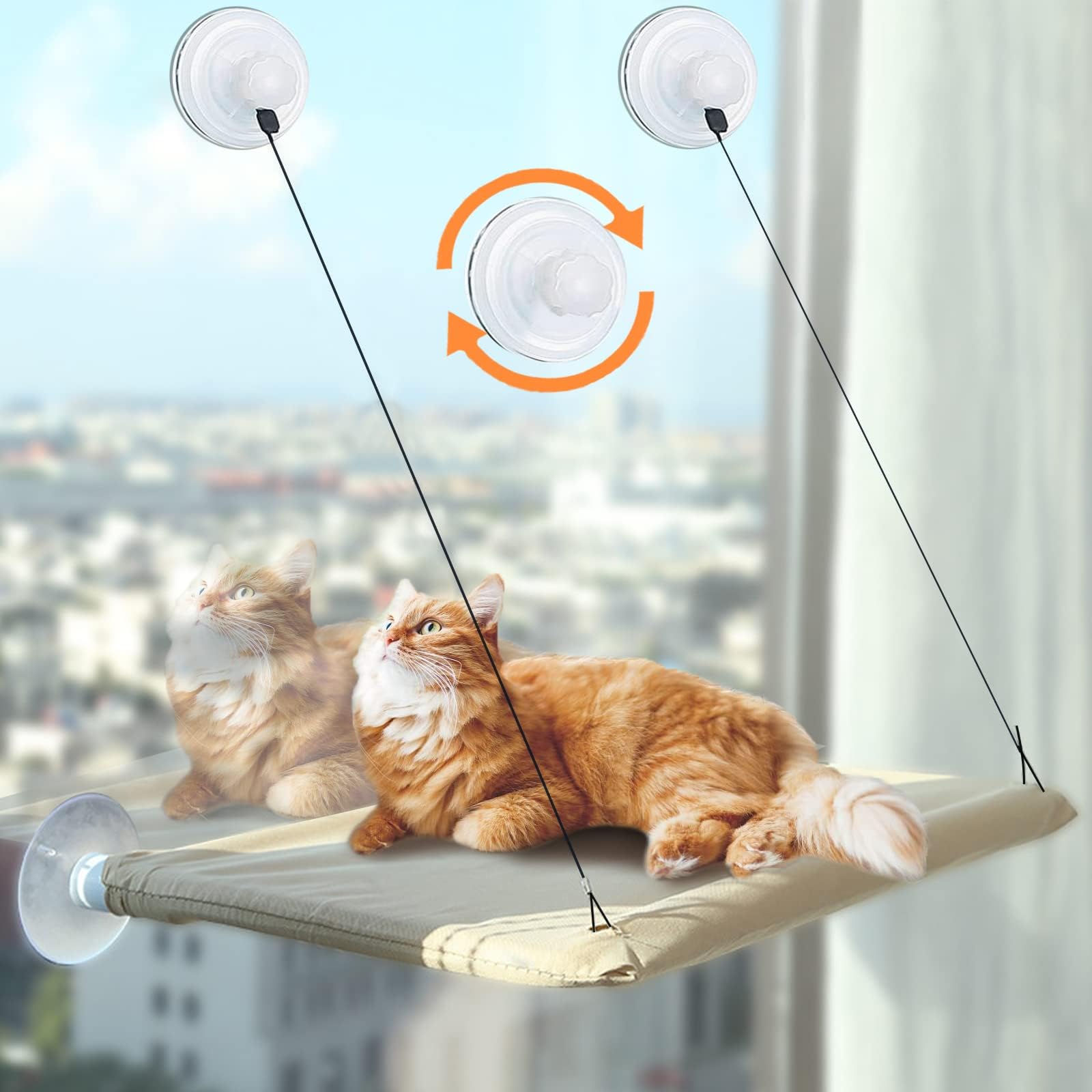 Cirulli Hamaca de Ventana para Gato, Cama Colgante de Interior Reclinable para Gatos de hasta 25kg, Grande para Siesta y Tomar el Sol