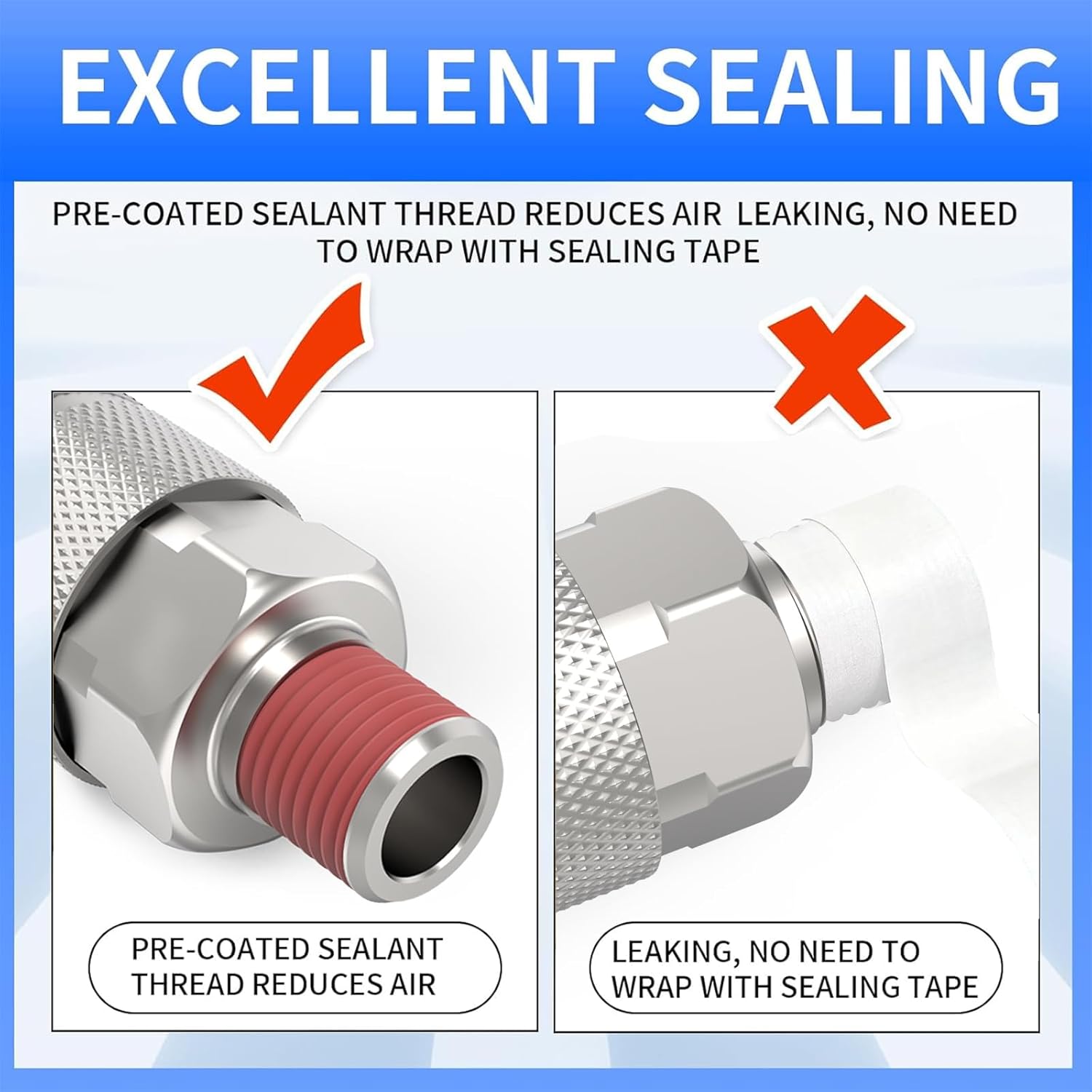 ChillWaves 1/4-Inch Male Industrial Coupler,1/4" NPT Male 4-Ball Quick Connect Air Coupler Air Hose Fittings(12-PACK)