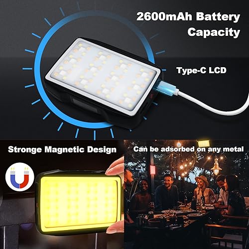 Miniatura 5 de GreatLPT Luz para selfie para cámara de teléfono, luz de llenado de teléfono con clip desmontable y zapata fría, CRI 96 a todo color de 360