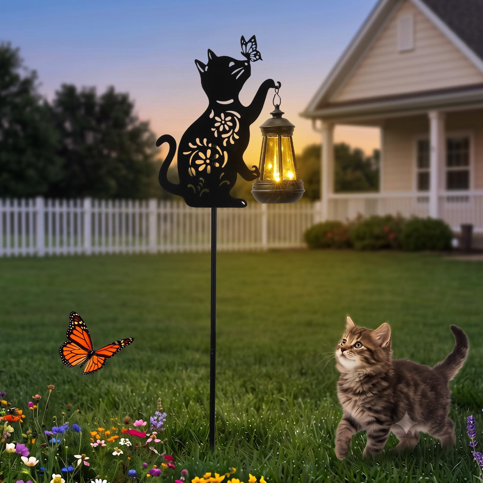 Tremdwoto Cat lamp,Cat Gifts,Cat Decor,Cat Light,Solar LED Cat Light,Cat Solar Lights, Waterproof Garden Ornaments Decor Outside Backyard,Patio,Pathway，Cat Lover Gifts for Mom Grandma Women