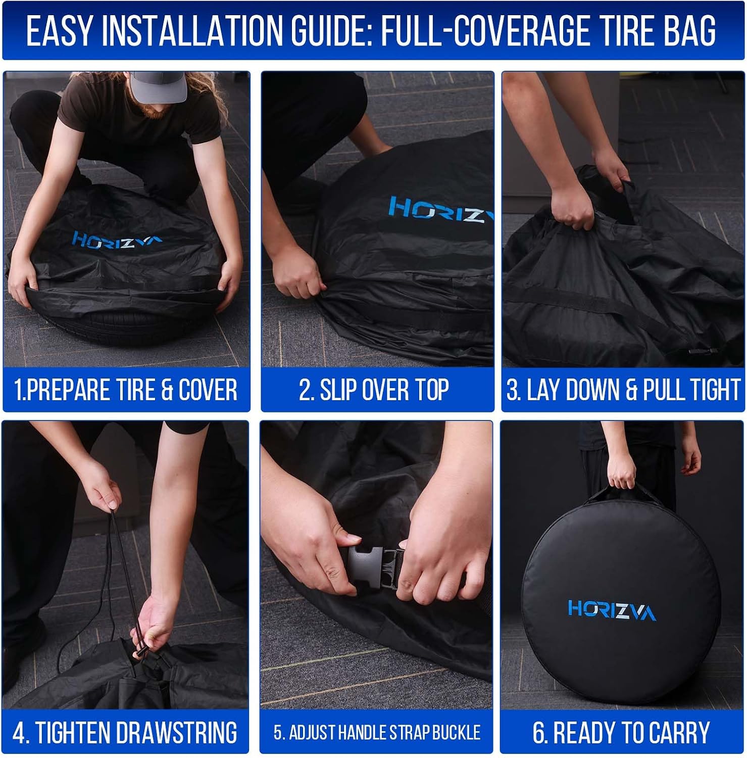 Tire Tote 4 Pack with Storage Bags, Fits 23"-25" Tires
