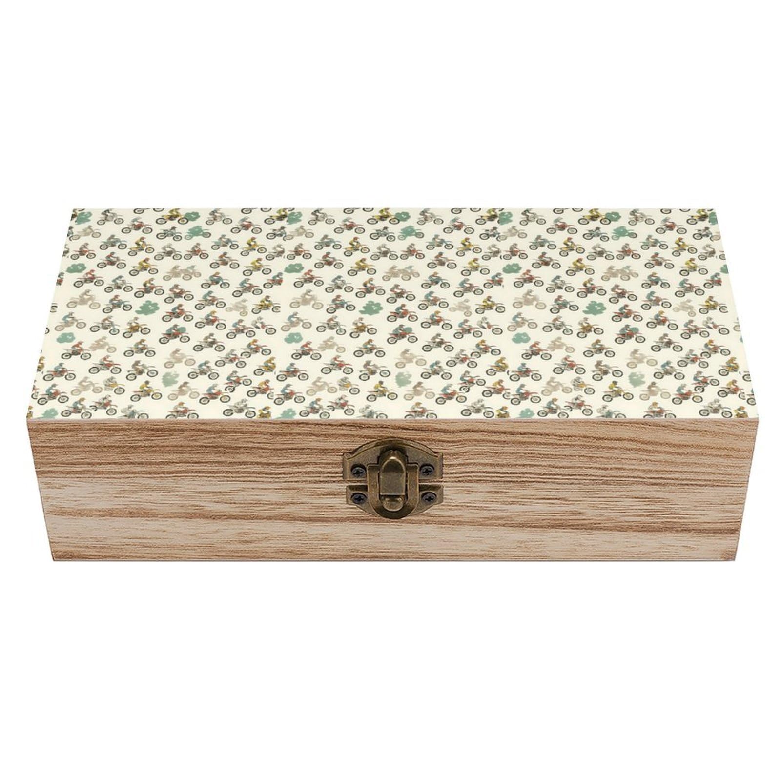 HLBSDM Off Road Motorcycles Wooden Storage Vintage Keepsake Decorative Boxs