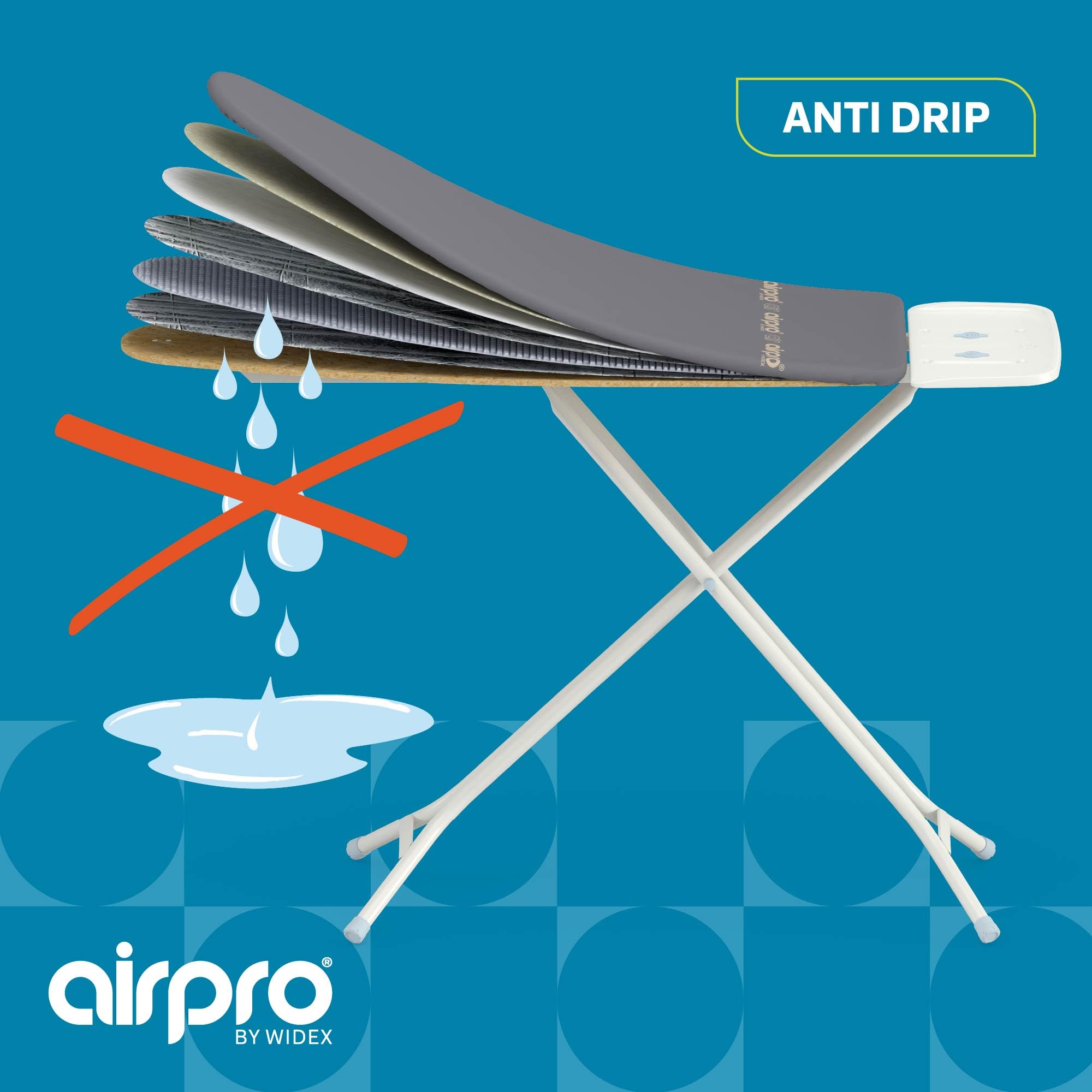 AirPro By Widex Funda de 6 Capas para Tabla de Planchar con Plancha de Vapor - Talla XXL MAX 125x50 cm - No más Agua Debajo de la Tabla - Plancha hasta un 50% más rápido - Made IN Europa - 5
