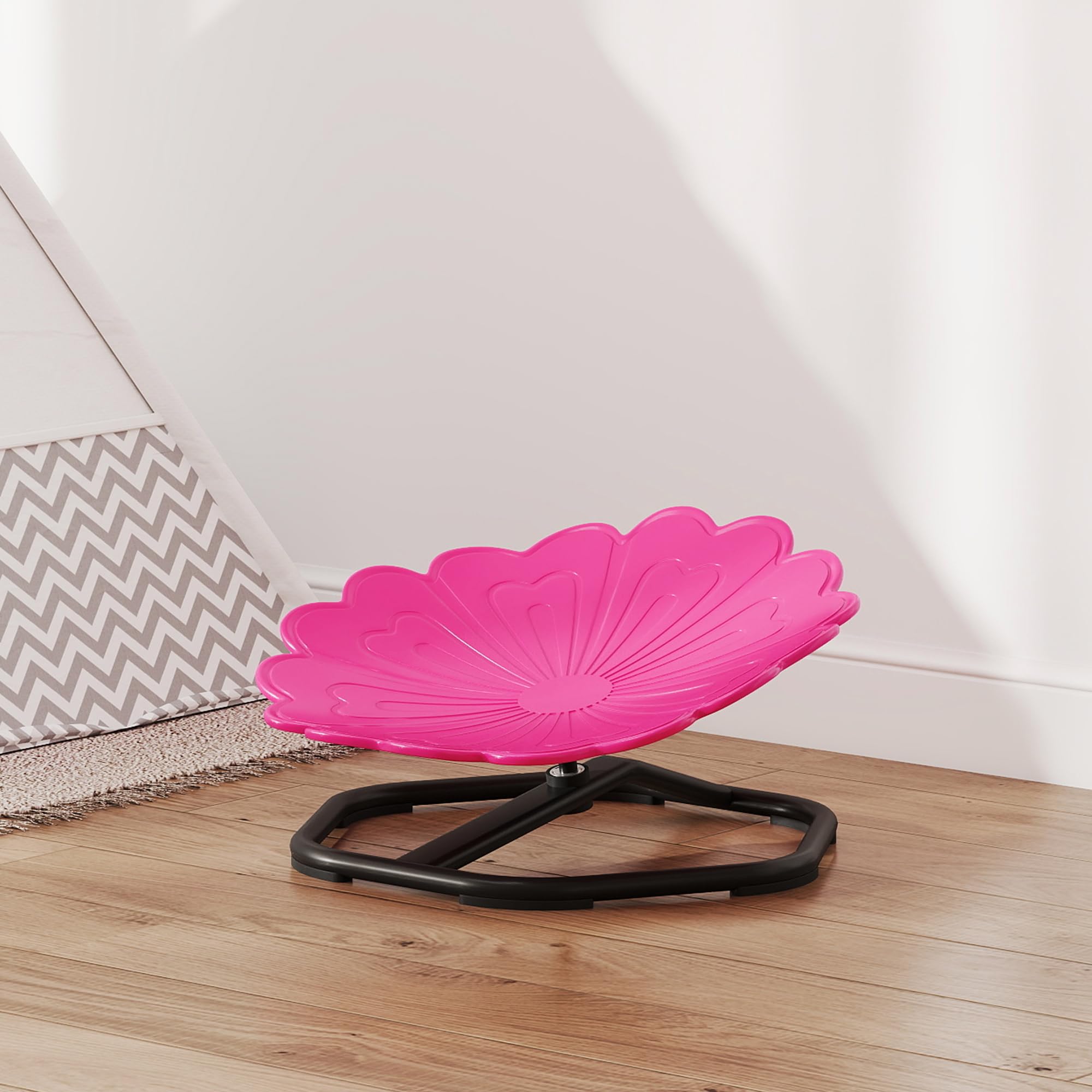 AIYAPLAY Drehstuhl für Kinder, für Autismus, Blumenform, rutschfeste Unterseite, Rosa | Sensorischer Drehstuhl für ADHS Kinder, Sit and Spin Wackelhocker, sensorisches Gleichgewicht Spielzeug für 3-8 Jahre alt