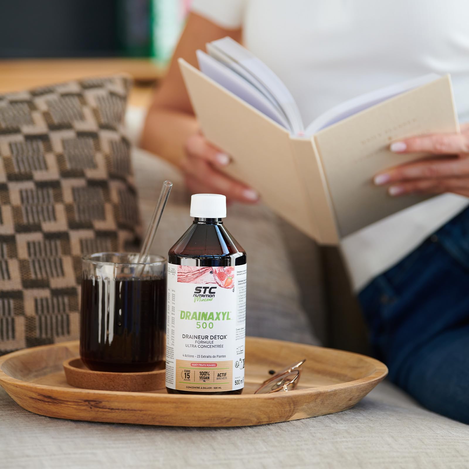 STC NUTRITION - Drainaxyl 500-4 actions : Brûle-graisses, Digestion ventre plat, Circulation jambes légères, Drainant, Détoxifiant - 23 Extraits de plantes dont Elim'Real® - Goût fruits rouges-500ml