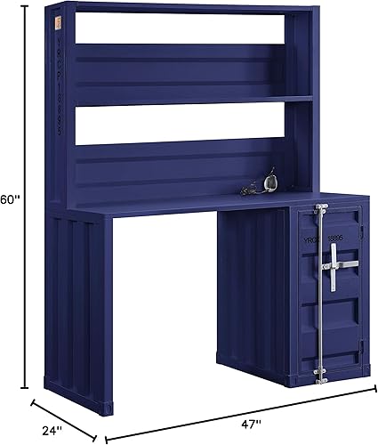 Miniatura 3 de Acme Escritorio y gabinete con marco metálico de carga con base de almacenamiento en azul