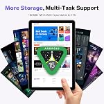 Tablette Android, Tablettes Android 10 Inch, comprimé Octa-Core, 18 GB+128 GB, 1 TB Élargir, 1280x800 IPS HD Affichage, GPS, Vigne large L1, 5G+2,4G WiFi, Caméra double 5MP+8MP, Bluetooth5.4, 6000mAh, noir