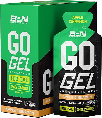 BARE PERFORMANCE NUTRITION BPN Go Gel, Endurance - Paquetes de gel de manzana, canela, caja de 10 unidades (manzana y canela)
