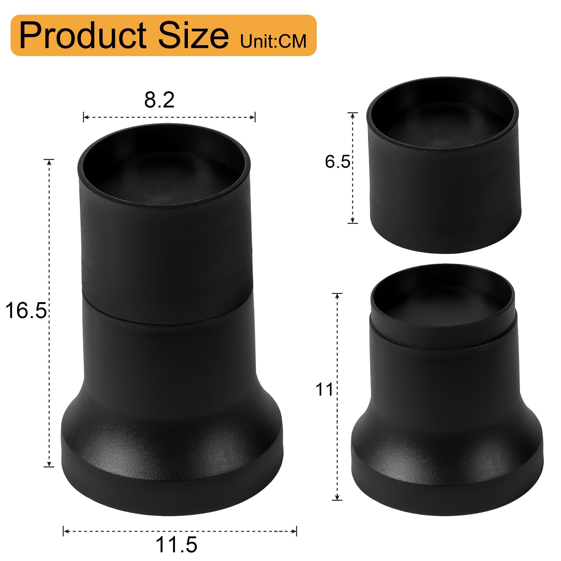 Uping Rialzi per Letto Rialzi per Mobili Alza Letto Piedini Rialzo Mobili, Aggiungere 5,5 cm o 10 cm o 15,5 cm in Altezza (4 Set, Nero)