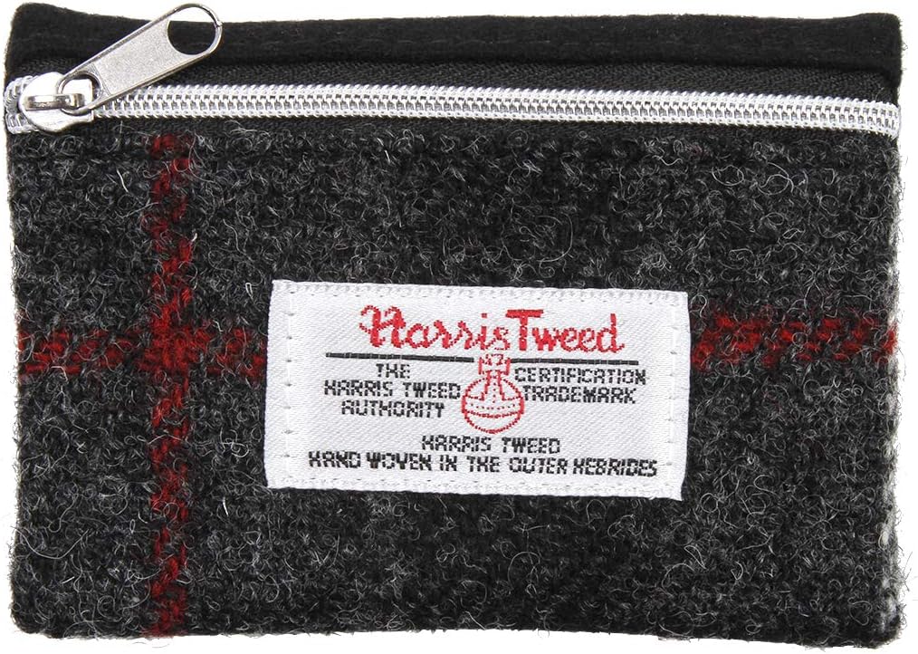 ICObutyHarris Tweed Plaid Tartan Small Zipped Wallet Coin Purse (Black)
