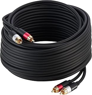 Amazon Basics Cinch-Audiokabel 2-Stecker auf 2-Stecker, 10 m, Schwarz