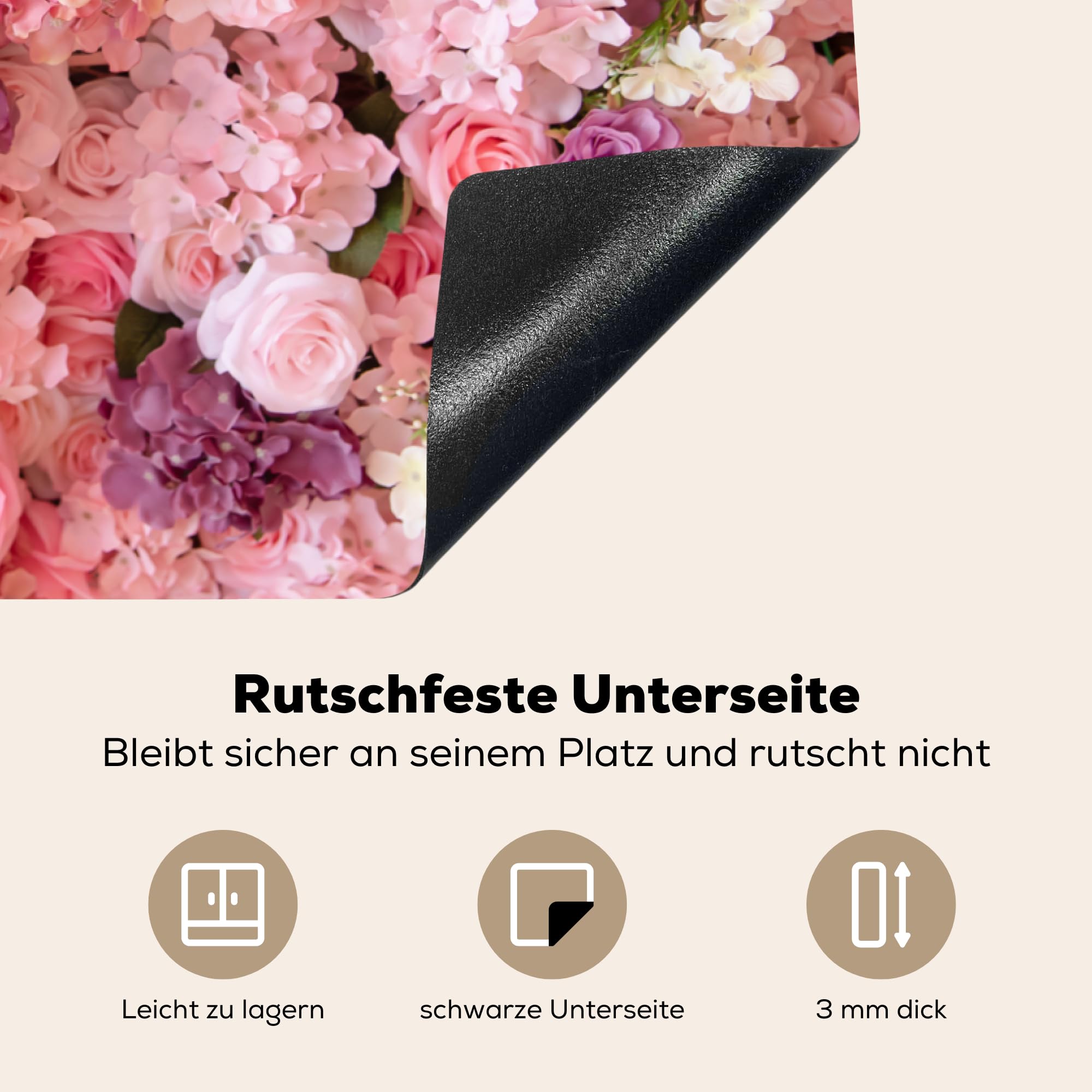 MuchoWow Inductiebeschermer - Inductie mat - Vinyl - Bloemen