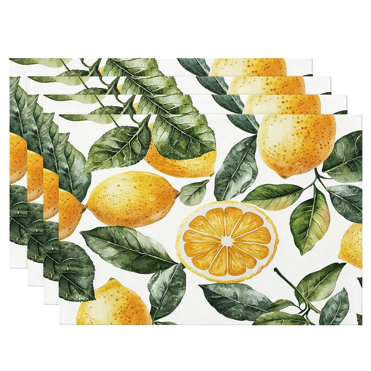 Sets de table style ferme champêtre lot de 4 décorations motif citron pour grand repas