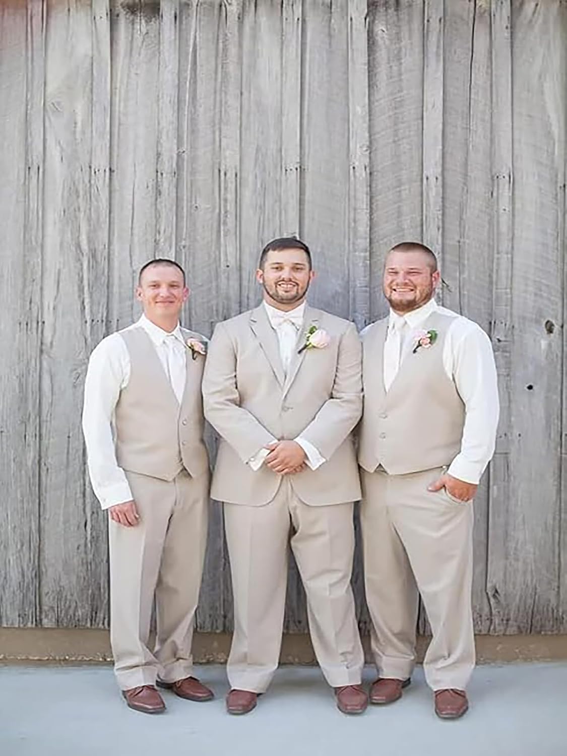 Mi Bo Tong 3 Pieces Linen Suit for Men Two Button Suits Casual Formal Summer Suit for Wedding Blazer Vest Pants Tuxedos