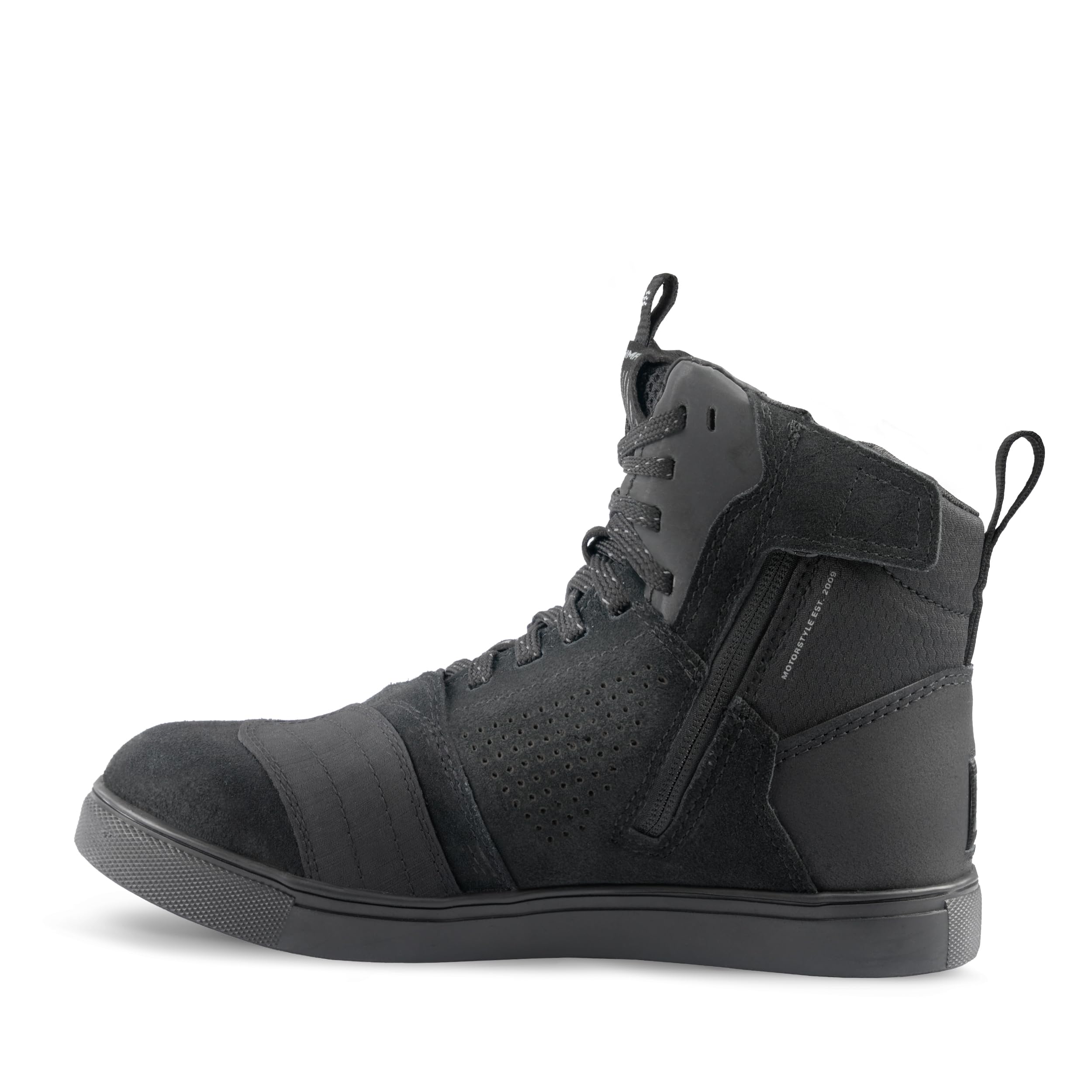 SHIMA REBEL 2.0 Buty motocyklowe Damskie wentylowane skórzane trampki Letnie buty motocyklowe Niskie przygody boczne zamek błyskawiczny ochrona kostki do motocykla szlaku (kobiety, wentylowany czarny,