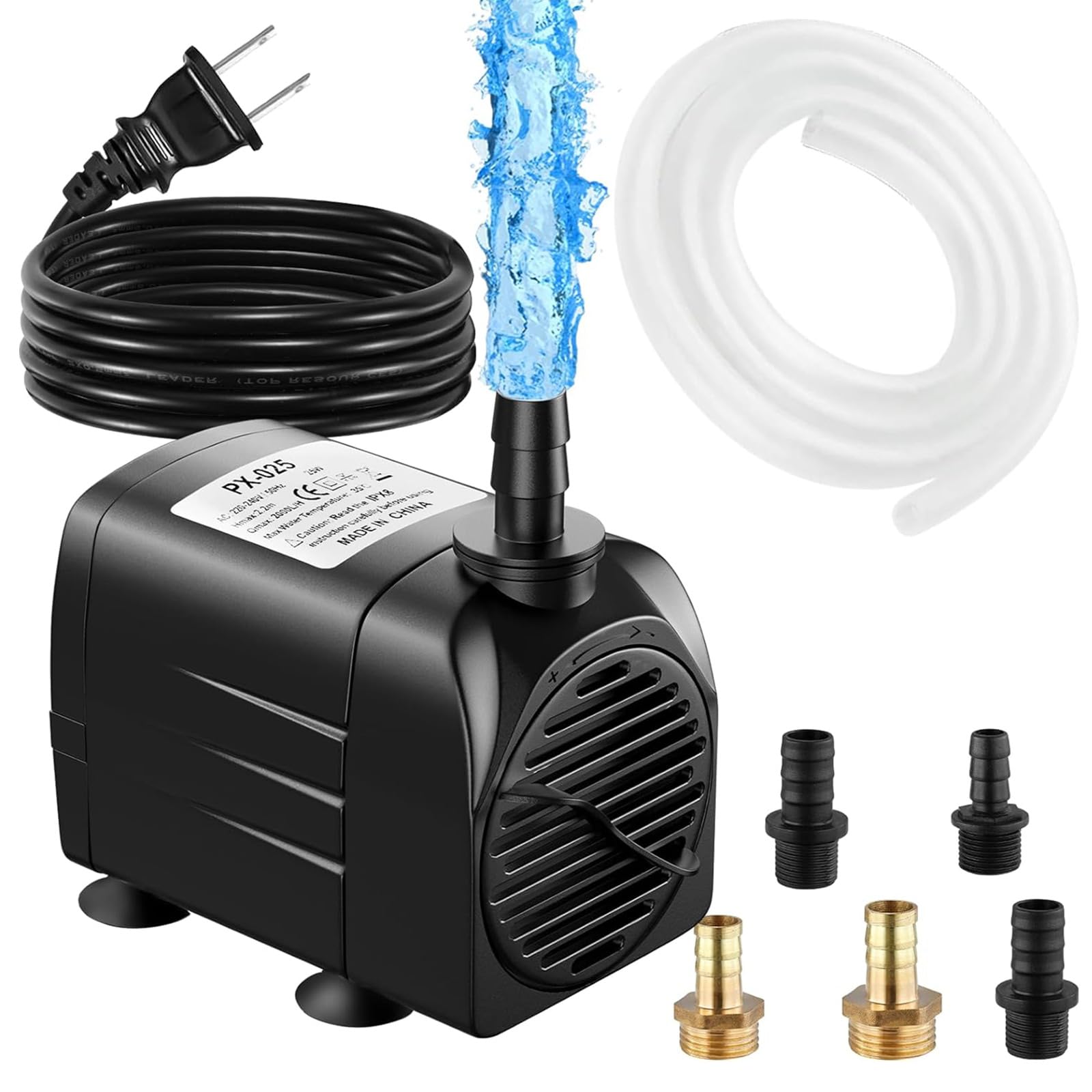 【升级款静音】水中ポンプ水槽ポンプ吐出量2000L/H電源コード付き最大揚程2M小型汚水ポンプ水槽用 排水ポンプ静音設計水耕栽培/水族館水換え/池/風呂水/ガーデン, 調整可能な流量(25W-2000L/H)