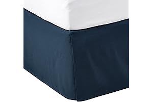 Effortlessly Enhance Your Bedroom Decor with Amazon Basics Navy Blue Pleated Bed...
