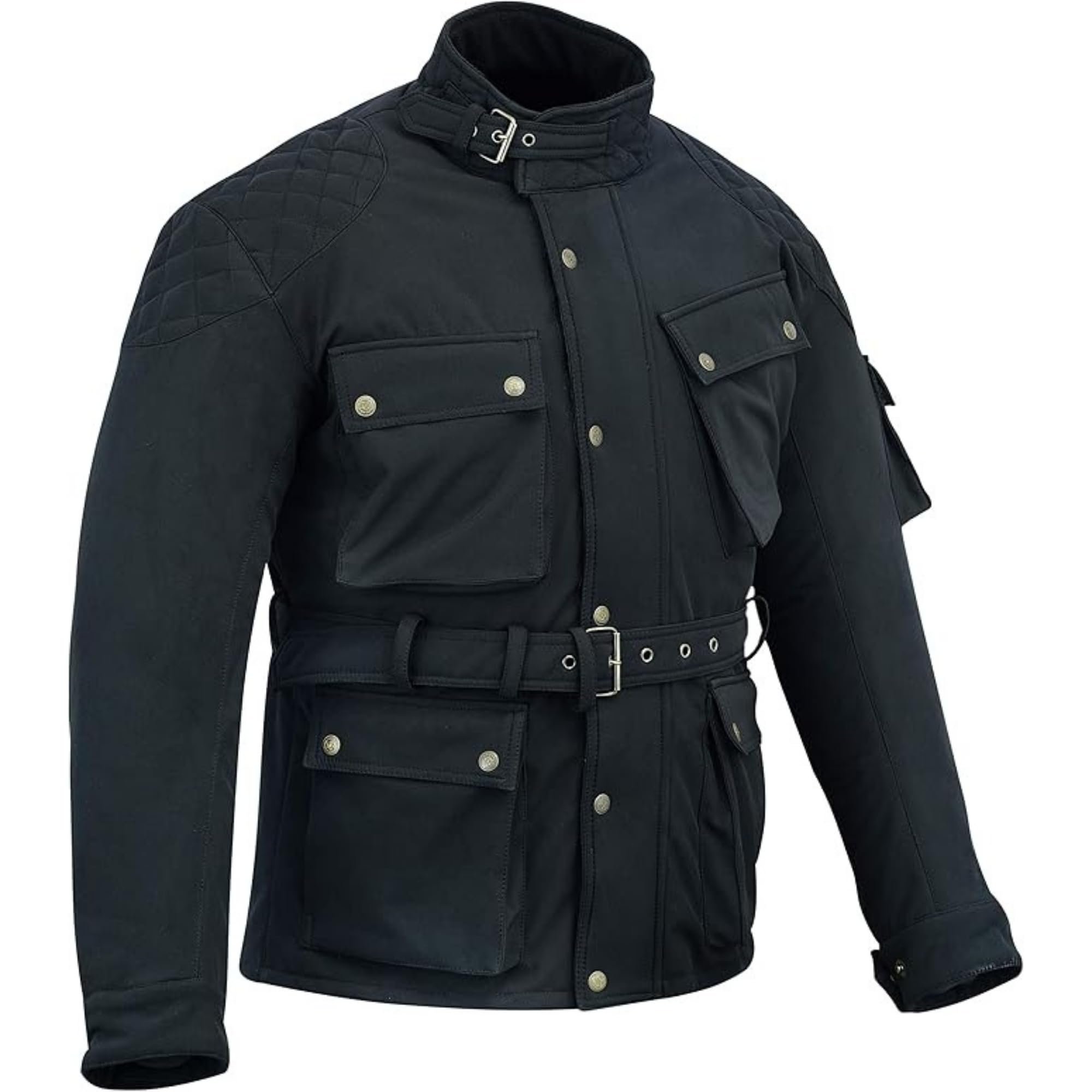 Chaquetas Softshell para hombre negras, Chaquetas Softshell para hombre para exteriores con protecciones CE, Chaquetas impermeables transpirables para hombre, Negras