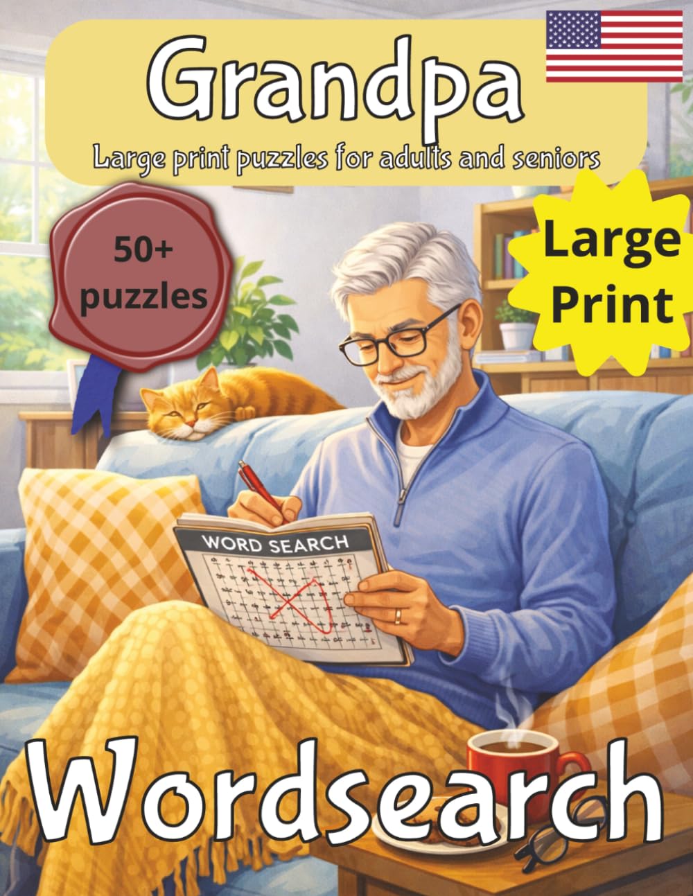 Grandpa Wordsearch Puzzle Book: Grandpa Birthday Gift | Gifts for Men | Present for Grandpa | Grandpa Gift | Wordsearch for Seniors | Puzzles for Grandpa