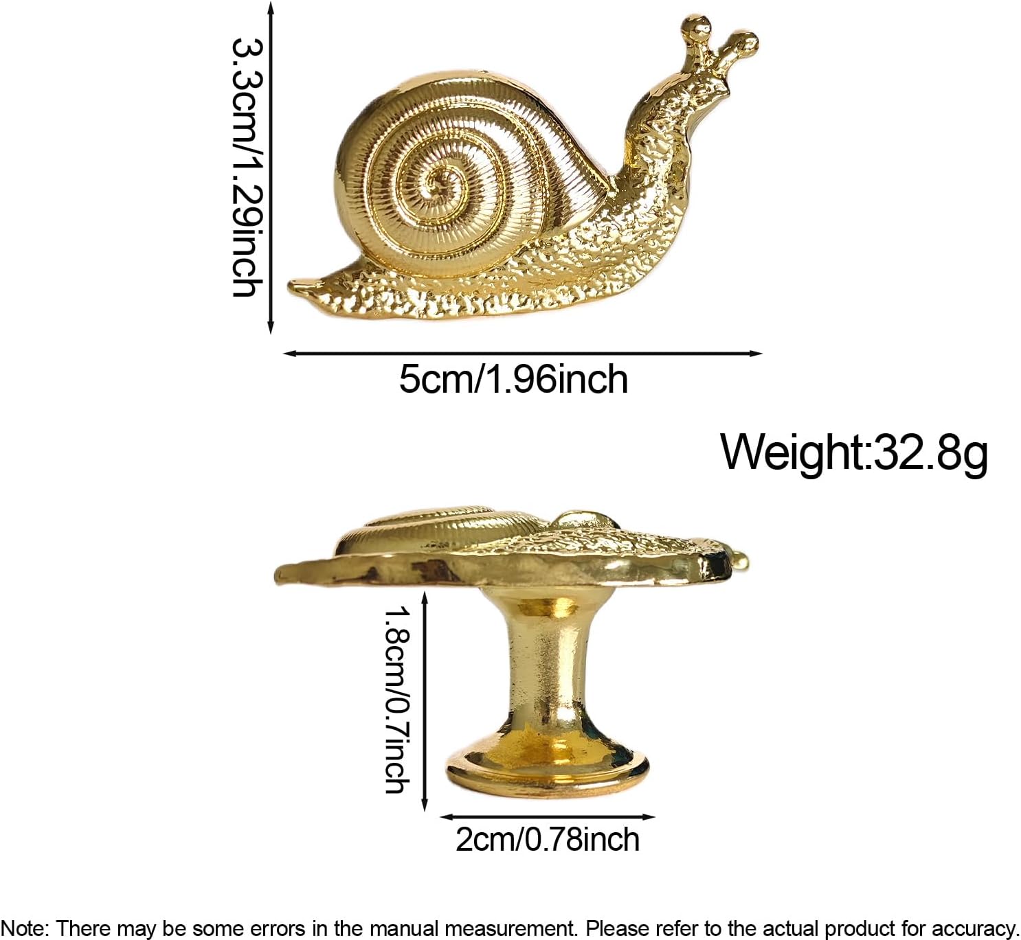 4Pcs Snail Cabinet Knobs, Vintage Zinc Alloy Snail Shape Knobs Pulls Handles for Door Drawer Cupboard Closet, Antique Dresser Knobs Kitchen Home Hardware Furniture Handle (Gold)