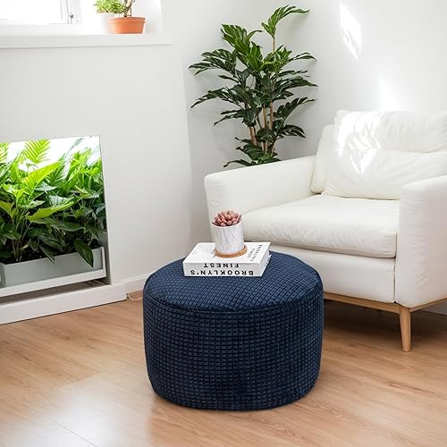 Miniatura 18 de Asuprui Reposapiés Otomano de Tela de Felpa – Puf de Espuma Suave de 20"x14" con Funda Extraíble Perfecto para Sala de Estar, Dormitorio y Lino