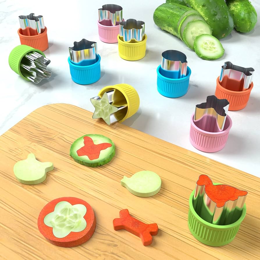 Tagliaverdure Per Bambini – 12 Formine Per Biscotti In Acciaio Inox, Stampi Per Frutta E Sandwich, Viola